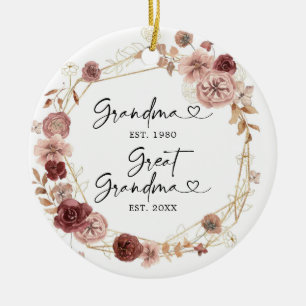 First Time as Great Grandmother Geometric Floral C Ceramic Tree Decoration