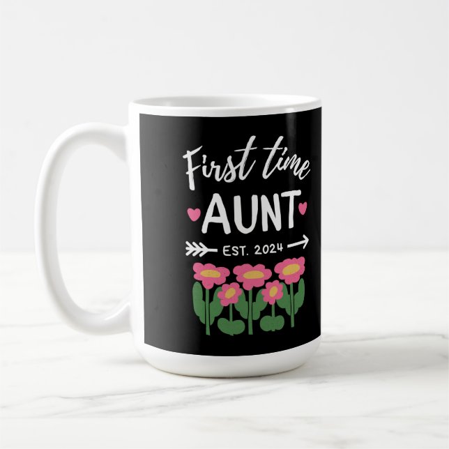 First Time Aunt Est 2024 Promoted To New Aunt Coffee Mug (Left)