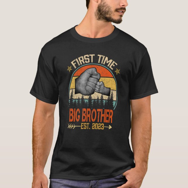 First Time Big Brother Est 2023 Pregnancy Announce T-Shirt (Front)