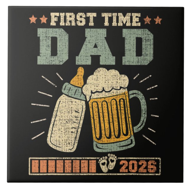 First Time Dad 2026 Expecting Baby Funny Tile (Front)