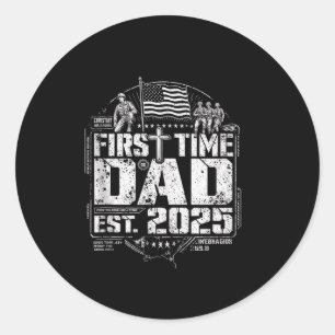 First Time Dad Patriotic Christian Cross Vintage U Classic Round Sticker