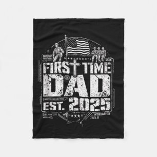 First Time Dad Patriotic Christian Cross Vintage U Fleece Blanket