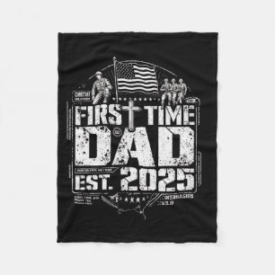 First Time Dad Patriotic Christian Cross Vintage U Fleece Blanket