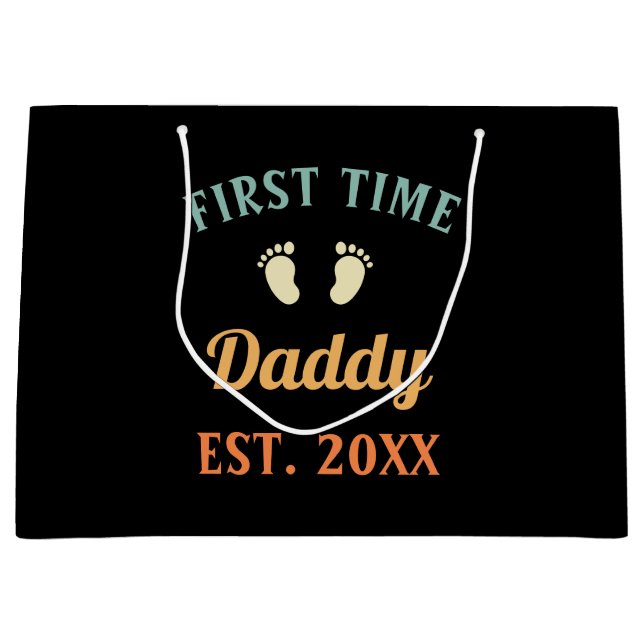 First Time Daddy Fatherhood Father's Day Large Gift Bag (Front)