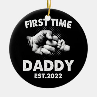 First Time Daddy New Dad Est 2022 Funny Fathers Ceramic Tree Decoration