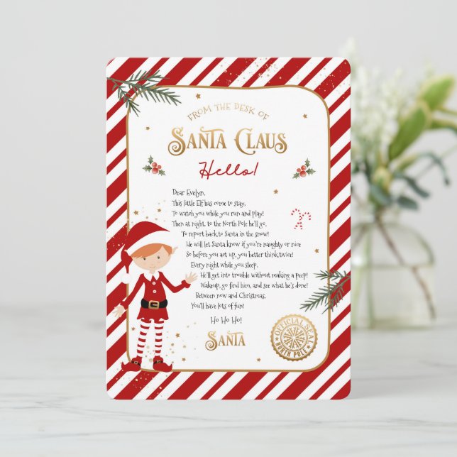 First Time Elf Arrival Welcome Letter (Standing Front)