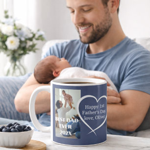 First-Time Father's Day Best Dad Ever 2 Photos Coffee Mug
