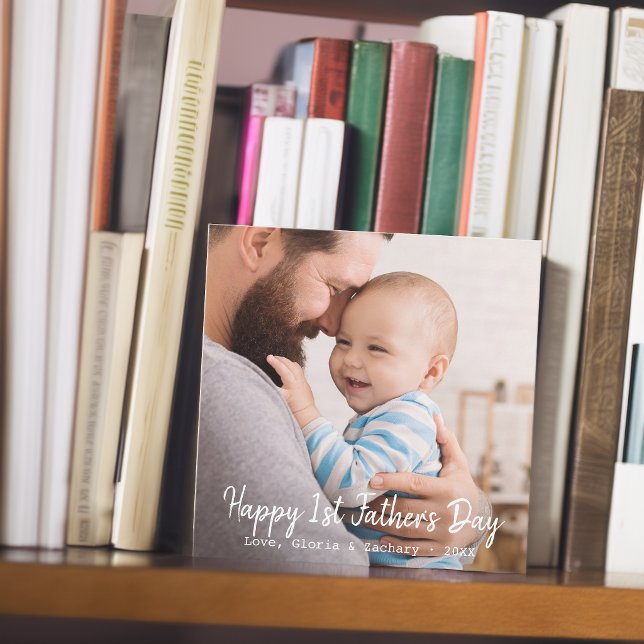 First Time Father's Day Photo Heart Pattern Holiday Card (First Time Father's Day Photo Heart Pattern Holiday Card)