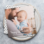 First Time Father's Day Photo Heart Pattern Holiday Card<br><div class="desc">The perfect card for the first-time father. On the back of the card is a black heart pattern.  Message me if you need assistance or have any special requests.</div>