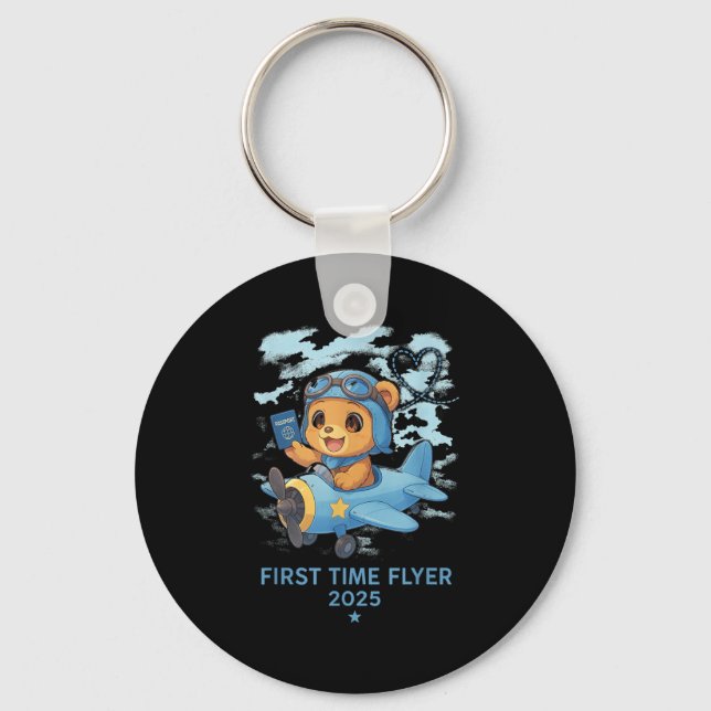 First Time Flyer 2025 Teddy Bear Aviator Kids Todd Key Ring (Front)