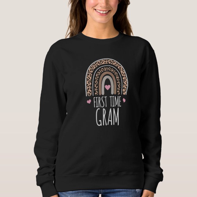 First Time Gram Pregnancy Announcement Leopard Rai Sweatshirt (Front)