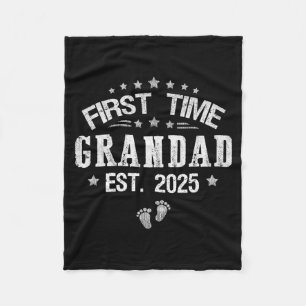 First Time Grandad Est 2025 Father S Day Promoted Fleece Blanket