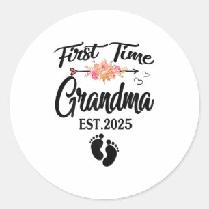 First Time Grandma 2025 Mothers Day Promoted To Gr Classic Round Sticker