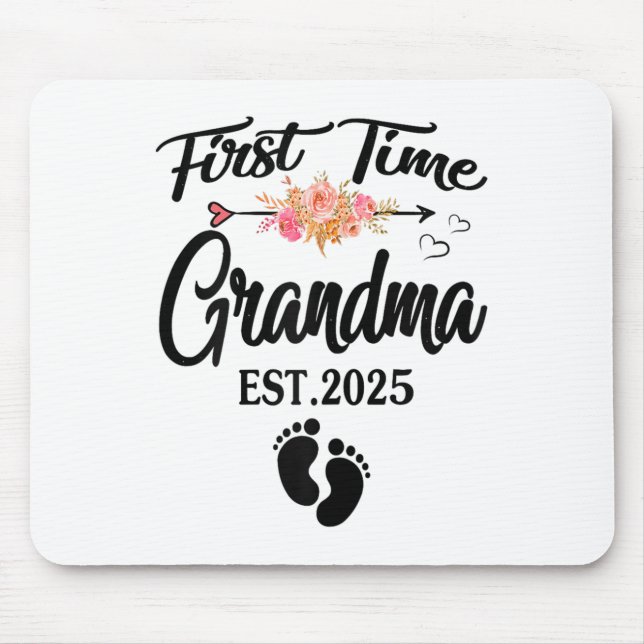 First Time Grandma 2025 Mothers Day Promoted To Gr Mouse Mat (Front)