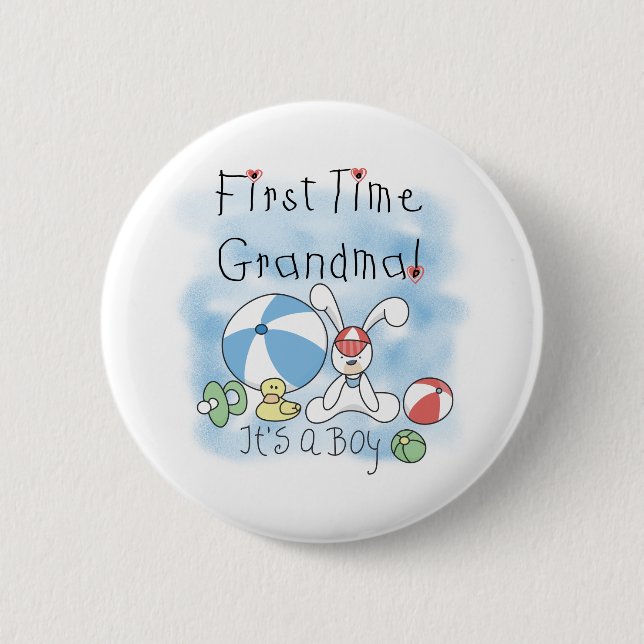 First Time Grandma Baby Boy 6 Cm Round Badge (Front)