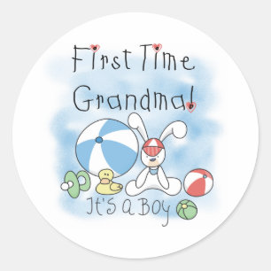 First Time Grandma Baby Boy Classic Round Sticker
