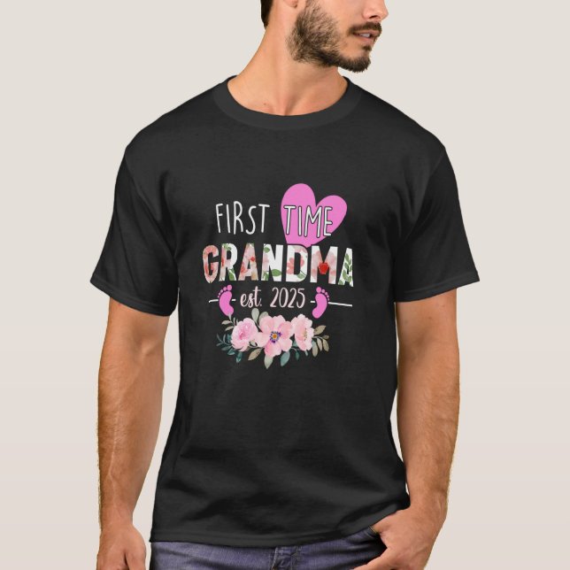 First Time Grandma Est 2025 Promoted To New Grandm T-Shirt (Front)