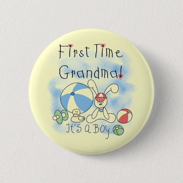 First Time Grandma of Boy Tshirts and Gifts 6 Cm Round Badge (Front)