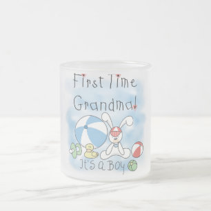 First Time Grandma of Boy Tshirts and Gifts Frosted Glass Coffee Mug