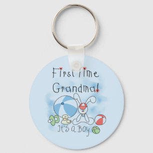 First Time Grandma of Boy Tshirts and Gifts Key Ring