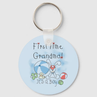 First Time Grandma of Boy Tshirts and Gifts Key Ring