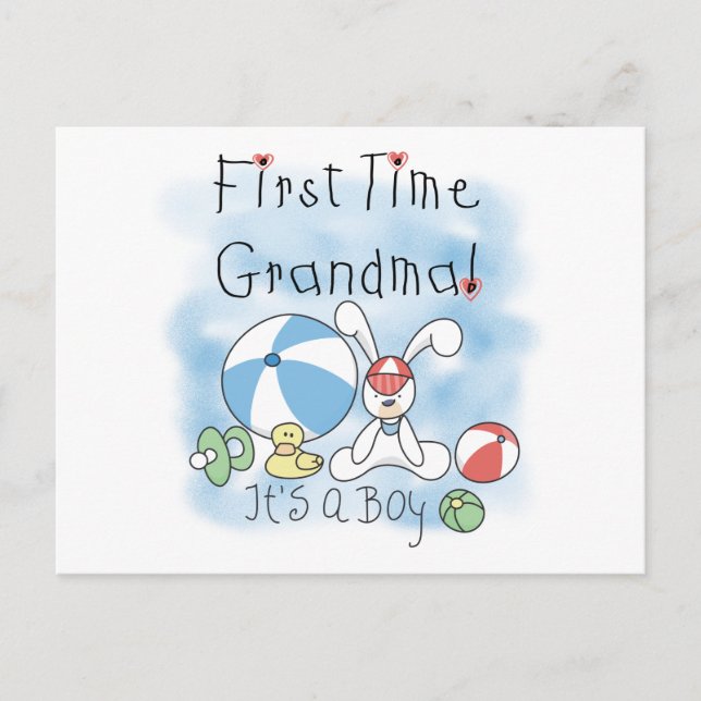First Time Grandma of Boy Tshirts and Gifts Postcard (Front)