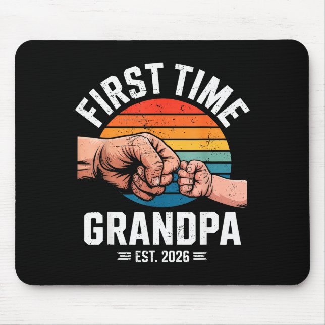 First Time Grandpa Est 2026 Baby Announcement Grea Mouse Mat (Front)