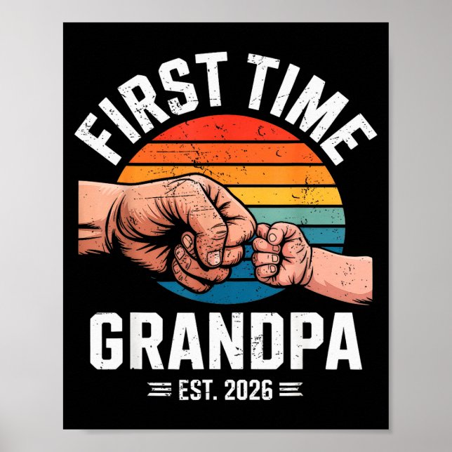 First Time Grandpa Est 2026 Baby Announcement Grea Poster (Front)