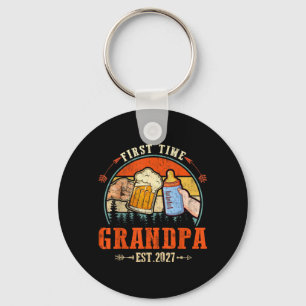 First Time Grandpa Est 2027 Fist Bump New Dad Key Ring