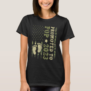 First Time Grandpa  Promoted To Pop 2023 Camo Flag T-Shirt