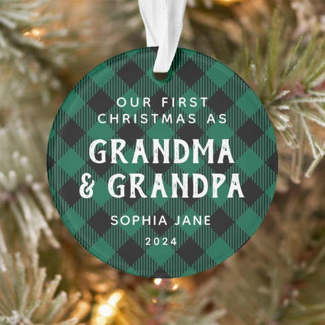 First Time Grandparents Christmas Rustic New Baby Ornament (Tree)
