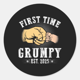 First Time Grumpy Est 2025 Father's Day Soon To Be Classic Round Sticker