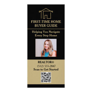 First-Time Home Buyer Real Estate with Photo & QR  Rack Card
