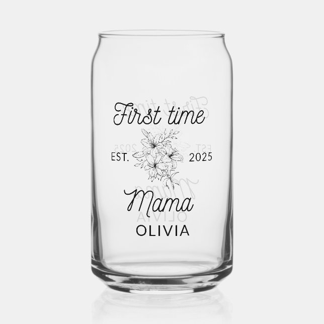 First time mama new mum gift mothers day  can glass (Back)