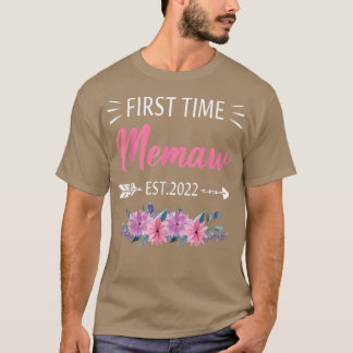 First Time Memaw 2022 Pregnancy Announcement Flora T-Shirt