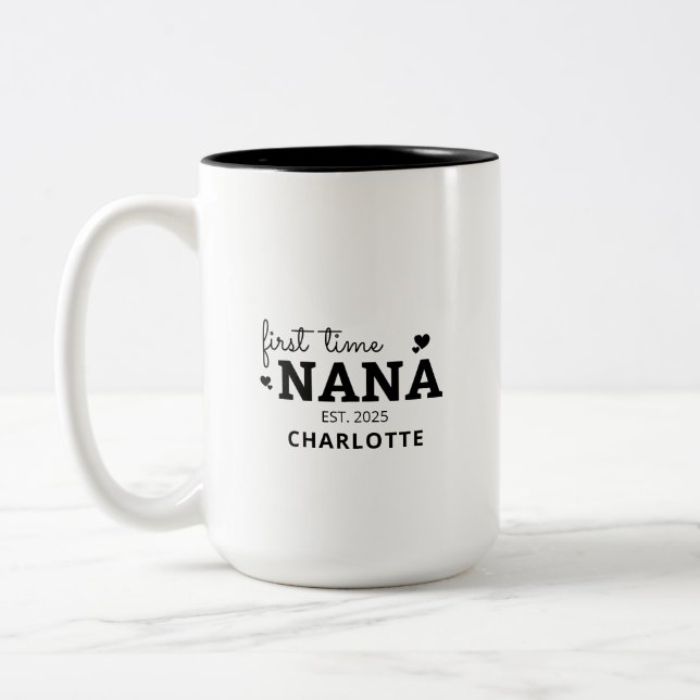 first time nana grandma Mothers Day Gift Two-Tone Coffee Mug (Left)