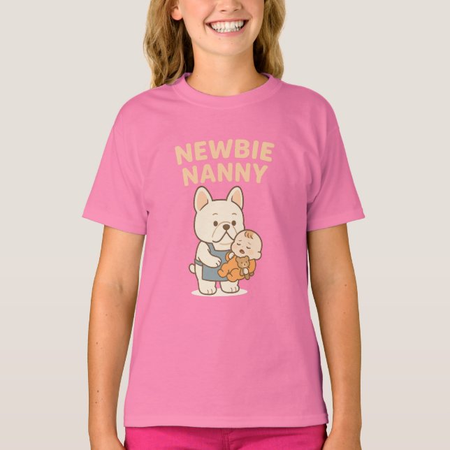 First-Time Nanny – Cute Dog & Baby Tee (Front)