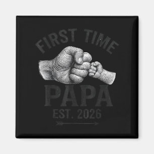 First Time Papa Est 2026 Fist Bump New Dad Father' Magnet
