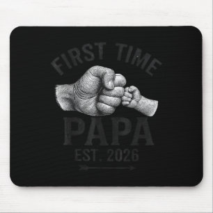 First Time Papa Est 2026 Fist Bump New Dad Father' Mouse Mat