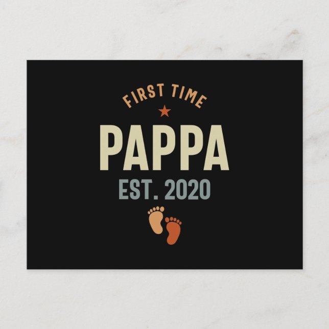 First Time Pappa Est 2020 Daddy Gift Postcard (Front)