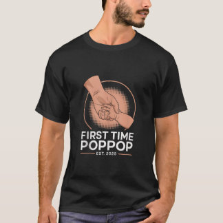 First Time Poppop Grandpa Grandfather Est 2025 Fat T-Shirt