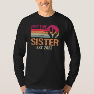 First Time Sister 2023 Vintage Father's Day T-Shirt