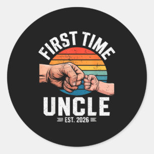First Time Uncle Est 2026 Baby Announcement Great  Classic Round Sticker