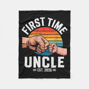 First Time Uncle Est 2026 Baby Announcement Great  Fleece Blanket