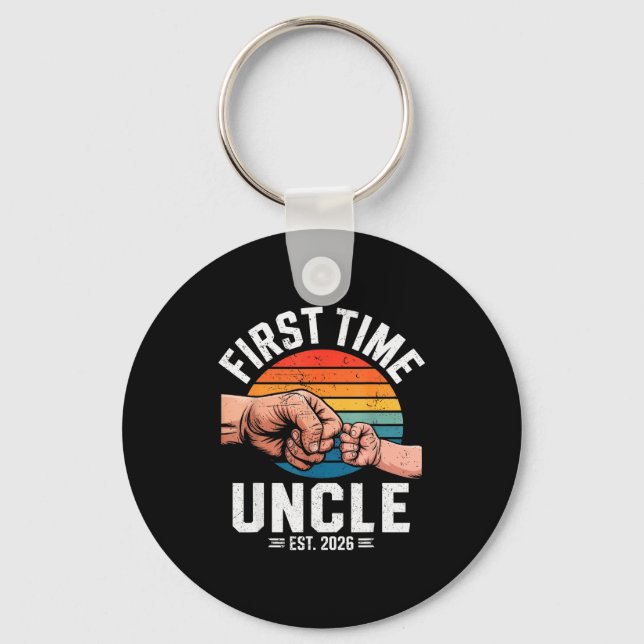 First Time Uncle Est 2026 Baby Announcement Great  Key Ring (Front)