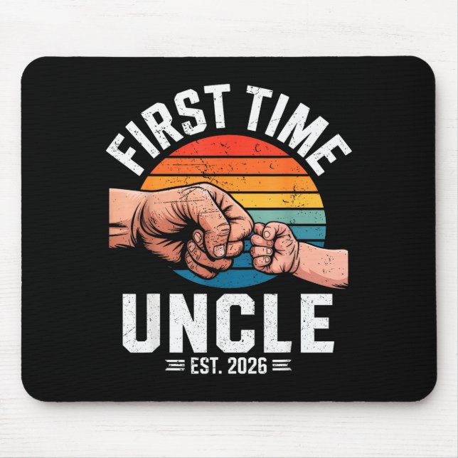 First Time Uncle Est 2026 Baby Announcement Great  Mouse Mat (Front)