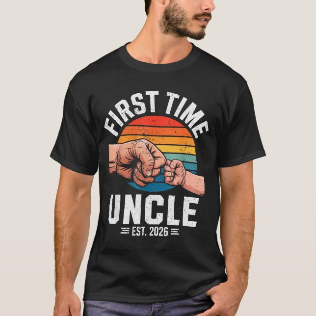 First Time Uncle Est 2026 Baby Announcement Great  T-Shirt (Front)