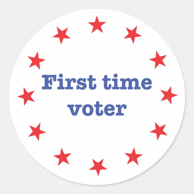 First Time Voter Classic Round Sticker (Front)