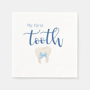First Tooth - Agra Hadig Minimalist Blue Napkin