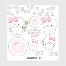 First Tooth Baby Girl Scrapbook or Party Stickers